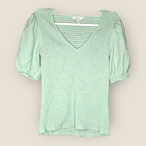 Nine West Tops - A New Day Green Puff Sleeve Fitted Blouse